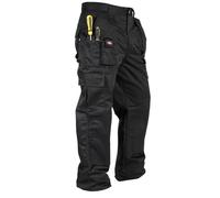 Lee Cooper LCPNT206 Vêtements de travail Hommes Multi Poche Facile D’entretien Heavy Duty Genouillères Poches Sécurité Travail Cargo Pantalon, Noir, 32W/33L