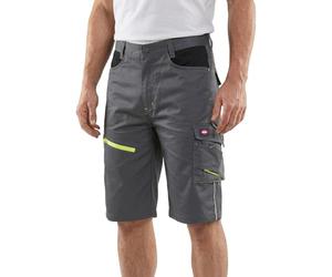 Lee Cooper Short Travail Homme Haute Visibilité - Hi Vis Short Réfléchissant Stretch, Cargo avec Poches Multi Poches Léger Résistant (Gris/Noir, 42W)