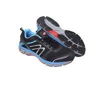 Lee Cooper Workwear LCSHOE092 Hommes Lightweight Low Profile Sport Entraîneur style SafetySteel Toe Chaussures Composite Semelle intermédiaire travail S1P / SRA, noir/bleu, 12 Royaume-Uni/UE 46