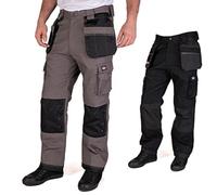 Lee Cooper Workwear Premium Hommes Multi & Holster Pocket genouillères travail Pantalon de sécurité Pantalon cargo, Gris/Noir, Taille 32" taille, Regular 31" Leg LCPNT210