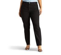 Lee Jean pour Femme Coupe décontractée Jambe fuselée élastique latérale Grande Taille, Stretch Noir., 54 Plus