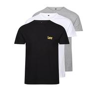 Lee Mens Cotton T Shirt Standard Fit, Black/Grey Marl/White, XL Homme
