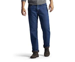 Lee Men's Fleece and Flannel Lined Relaxed-Fit Straight-Leg Jeans, Dark Wash-Fleece Lined, 40W x 30L