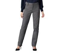 Lee Women's Petite Wrinkle Free Relaxed Fit Straight Leg Pant, Black/White Rockhill Plaid, 2 Short