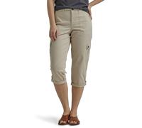 Lee Women's Plus Size Flex-to-go Mid-Rise Relaxed Fit Cargo Capri Pant, Pioneer Beige