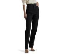 Lee Women's Relaxed Fit Side Elastic Tapered Leg Jean, Double Black, 6 Short