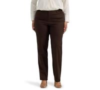 Lee Women's Size Wrinkle Free Relaxed Fit Straight Leg Pant, Espresso, 28 Plus