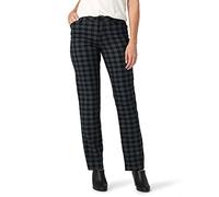 Lee Women's Wrinkle Free Relaxed Fit Straight Leg Pant, Unionall Black/Gray Houndstooth, 10