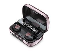 Leeadwaey 1 Pair Digital Display Earphones Charging Case IPX6 Waterproof Bluetooth-Compatible 5.1 Headsets Mobile Phone Sports Earbuds Pink