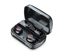 Leeadwaey 1 Pair Digital Display Earphones Charging Case IPX6 Waterproof Bluetooth-Compatible 5.1 Headsets Mobile Phone Sports Earbuds Black