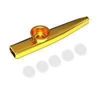 Leeadwaey Instrument de musique Kazoo en alliage d'aluminium avec diaphragme Doré