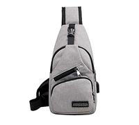 Leeadwaey Sac à bandoulière pour homme avec port de charge USB Gris