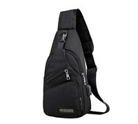 Leeadwaey Sac à bandoulière pour homme avec port de charge USB Noir