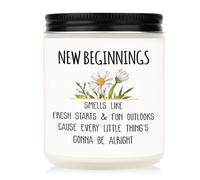 Leebbsin Bougie New Beginnings, cadeau de nouvel emploi/maison, cadeau de chance, cadeau de départ pour collègues, femmes, hommes, divorce/cadeau inspirant/motivant, bougie en cire de soja parfumée à