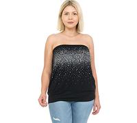 LEEBE Femmes Grande Taille - Bandeau Bustier Top avec Strass (1XL-5XL) (4X (FR 58-60), Noir)