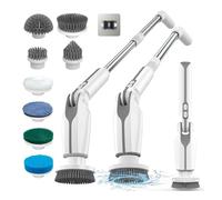Leebein Brosse Électrique Nettoyage 2024, Brosse Nettoyage sans Fil avec 8 Brosses remplaçables, Télécommande, Longueur Réglable 38-132CM et 2 Vitesses de Rotation pour Salle de Bain/Cusine/Voiture