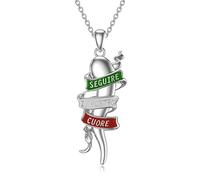LEECCI Collier en forme de corne italienne en argent sterling 925 avec pendentif en forme de corne italienne - Amulette de protection pour homme et femme, 30mm x 20mm (pendant), 18 inches (chain