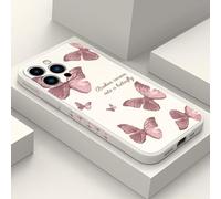 LEECG pour iphone 13 Pro Max Coque Motif Fleuri Doublure en Microfibre Douce Silicone Liquide Mince Coque pour iphone 13 Pro Max-Papillon Blanc