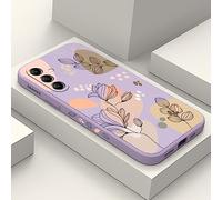 LEECG pour Samsung Galaxy A14 5G Coque Silicone Liquide Slim Premium à Motif Floral Coque pour Samsung A14 5G-Morandi Violet