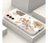 LEECG pour Samsung Galaxy A14 5G Coque Silicone Liquide Slim Premium à Motif Floral Coque pour Samsung A14 5G-Morandi Blanc