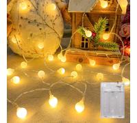 LEECOCO Guirlande lumineuse boule pour intérieur - 3 m - 30 LED - Fonctionne avec piles AA - Blanc chaud - Idéal pour chambre d'enfant, Noël, fête, jardin et balcon - 3 m - 30 LED - Blanc chaud