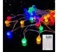 LEECOCO Guirlande lumineuse sphérique pour l'intérieur, 5 m, 50 LED, à piles AA, idéale pour chambre d'enfant, Noël, fête, jardin et balcon (5 m, 50 LED, multicolore, minuterie))