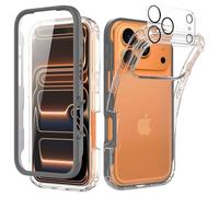Leedia Coque Compatible avec iPhone 17 Pro 360 Degrés Full Body Protection avec Protège d'écran Film Intégrée Housse Antichoc Etui Robuste Case pour iPhone 17 Pro 6.3" Gris