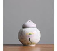 LEEDJUINE Boîte à thé en céramique Lotus dessinée à la main, 30 ml, 25,5 g, accessoires de service à thé de style chinois, mini pot scellé portable