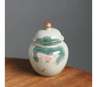 LEEDJUINE Boîte à thé Lotus dessinée à la main Réservoir de stockage scellé en céramique Accessoires de service à thé