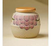 LEEDJUINE Boîte à thé portable en céramique, 253 ml, réservoir de stockage de thé lotus dessiné à la main