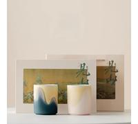 LEEDJUINE Lot de 2 tasses à thé en céramique avec coffret cadeau, 320 ml, tasse de dégustation de thé faite à la main en porcelaine