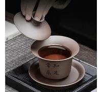 LEEDJUINE Purple Sands Service à thé Gaiwan en céramique, 240 ml, service à thé Kungfu pour dégustation de thé