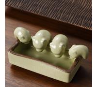 LEEDJUINE Ruyao 4 petits cochons Eau potable Thé Décoration pour animal domestique 12,5 cm