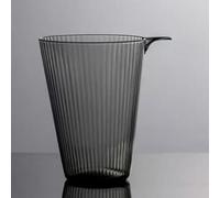 LEEDJUINE Tasse transparente de style chinois équitable, 260 ml, distributeur de thé en verre à rayures verticales, service à thé Kungfu