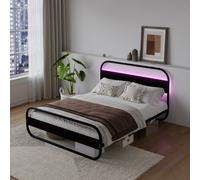 Concept Usine Lit LED Leeds en métal 140x190 cm