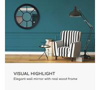 Antic by Casa Chic Miroir de fenêtre Rond en Bois Noir 90 x 90 cm