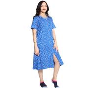 Leedya Chemise de nuit pour femme fabriquée en Italie - 100 % coton / Modal robe épaule large - Pyjama coupe évasée et douce, 888-clinique-ciel, XL