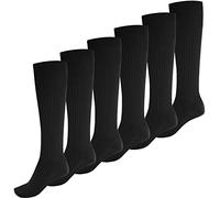 Leedya Lot de 6 paires de chaussettes longues en fil Lisle pour homme, fabriquées en Italie, unies, pointe et talon remaillés à la main, renforcées, anthracite, Anthracite, 39-42