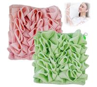 Leeffa Chiffon en luffa doux et gant de toilette 2 en 1 avec cordon de serrage pour nettoyer et lisser la peau