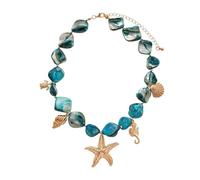 LEEGING Blue seahorse star necklace - a fashionable item for ocean vacations, featuring a unique personality and a sense of sophistication. A collar accessory for the neck
