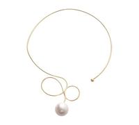 LEEGING Collier déformé géométrique doré, imitation perle, style exclusif haut de gamme, sophistiqué et individualiste, collier simple