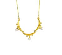 LEEGING Collier en forme de vague de zirconium, collier avec pendentif en perle, collier réglable en or pour femme, bonne idée cadeau d'anniversaire