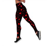 Leegings Femmes Court Pantalon Taille Haute Femme Collant femme saint valentin avec coeurs coeur rouge Leggings Sexy pantalon slim à motifs coeur rouge Legging Femme Pantalon Jogging Femme