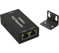 Leehitech 2 Port PoE Extenseur, 1 PoE in 2 PoE Out Extender, IEEE 802.3af/at Compatibles 10/100 Mbps, Wall Mount Waterproof Extension Supplémentaire de 100 m pour Caméras PoE Plug and Play