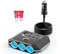 Leehitech 7-en-1 Multi Prise Allume Cigare, 120W PD USB QC3.0 Charge Rapide 12V/24V Auto Chargeur Allume-Cigare avec 3 Prise et 4 Ports USB Affichage du Tension par LED pour iPhone 16/Dashcam/GPS