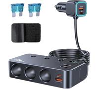 leehitech 9-en-1 Multi Prise Chargeur Allume Cigare, 226W Double PD 30W et QC 3.0 12V/24V Adaptateur Chargeur Voiture USB avec Interrupteur Indépendant et Affichage LED pour iPhone Dash Cam/GPS