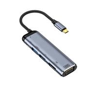 Leehitech Hub USB-C 6 en 1,Adaptateur Multiport avec VGA et HDMI 4K | Hub PD 100W.USB 3.1 haute vitesse,USB 2.0 + USB-C,Câble tressé nylon,Plug and Play
