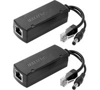 Leehitech Lot de 2 Splitter PoE Adaptateur 48V vers 12V 1.2A, Conforme IEEE 802.3af, 1000Mbps, Prise TYPEC 5.5×2.1mm, Compatible avec Caméra IP, Point d'accès Wi-Fi, VoIP Téléphone