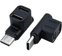 Leehitech Répartiteur USB-C 2 en 1,Adaptateur USB-C Mâle vers Femelle | Charge PD 100W,Sortie Vidéo 4K@60Hz,Connecteur Coudé 90°,Compatible Steam Deck,MacBook,iPad et Tablettes