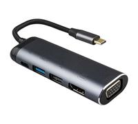 Leehitech Station d'accueil USB-C, USB-C vers VGA+UHD+USB3.1+USB2.0+Type-C 2.0+PD100W Adaptateur multiport, Hub mâle 6 en 1 Type-C pour Ordinateurs Portables, téléphones Portables, Ordinateurs